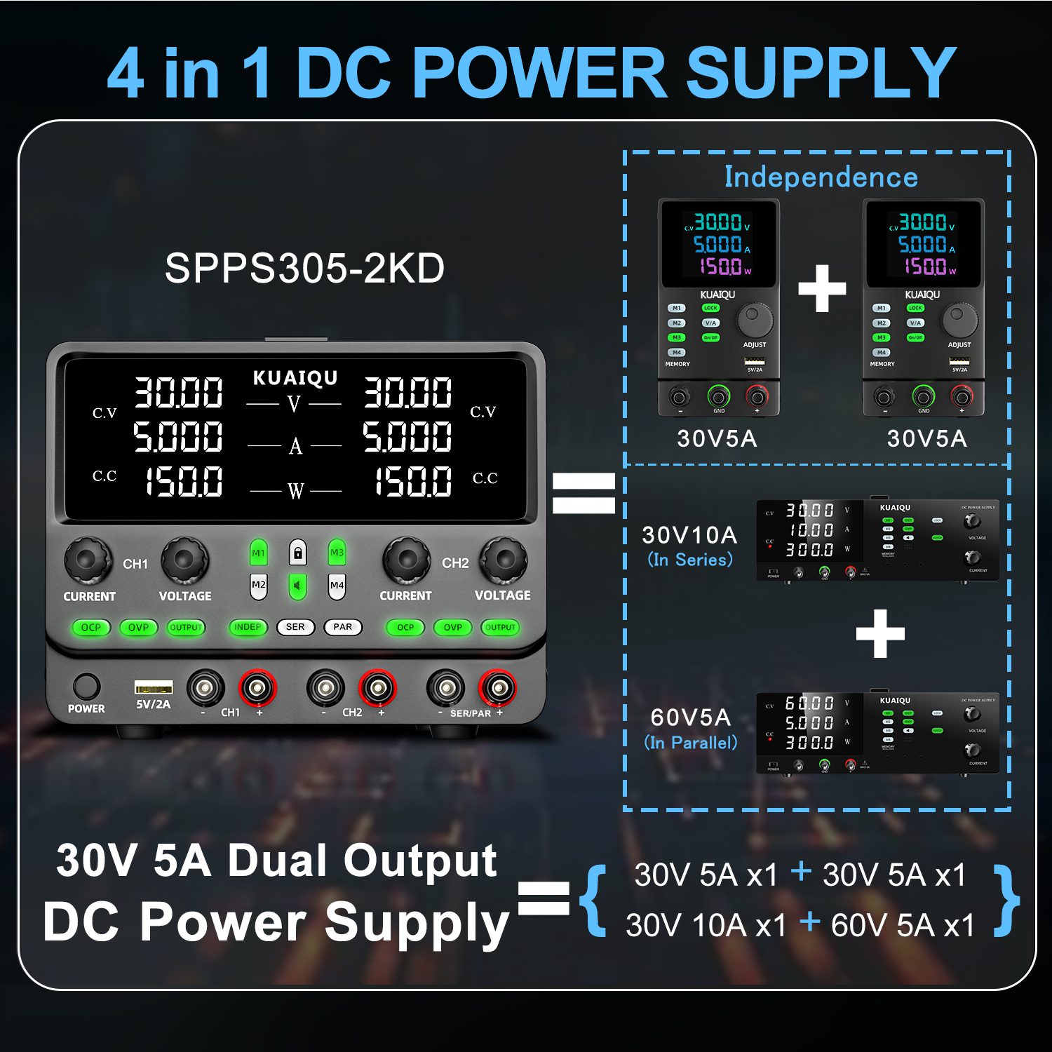منبع تغذیه نایس پاور (NICE POWER) SPPS305-2KD 30V 5A - تصویر 3