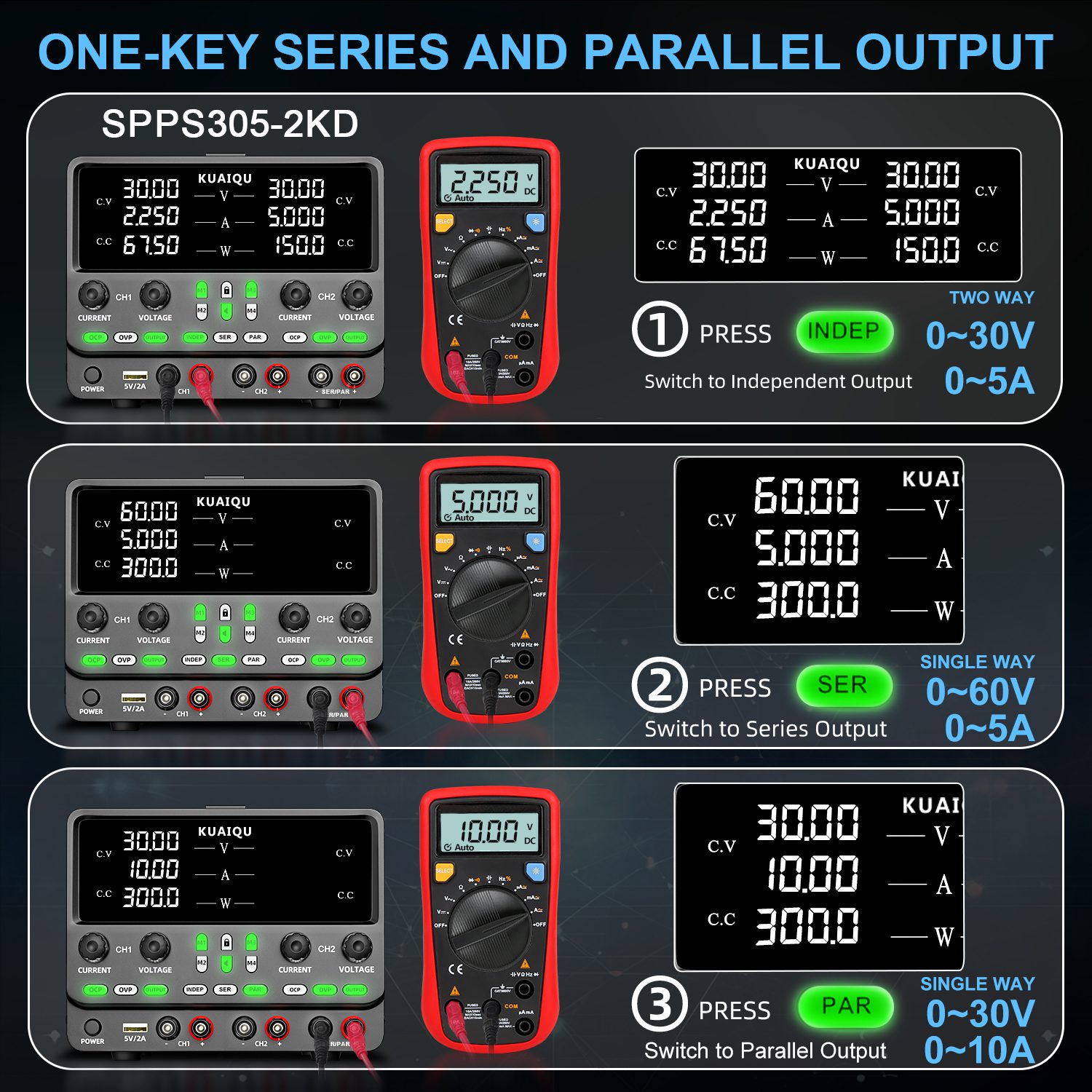 منبع تغذیه نایس پاور (NICE POWER) SPPS305-2KD 30V 5A - تصویر 4