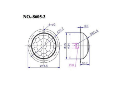 لنز فرسنل PIR سفید 34mm کد 3 8605 1