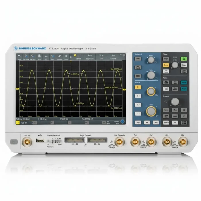 صفحه نمایش و پنل جلویی اسیلوسکوپ ۴ کانال Rohde & Schwarz RTB2004