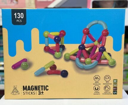 بازی ساختنی مغناطیسی مهره و میله 130 تکه