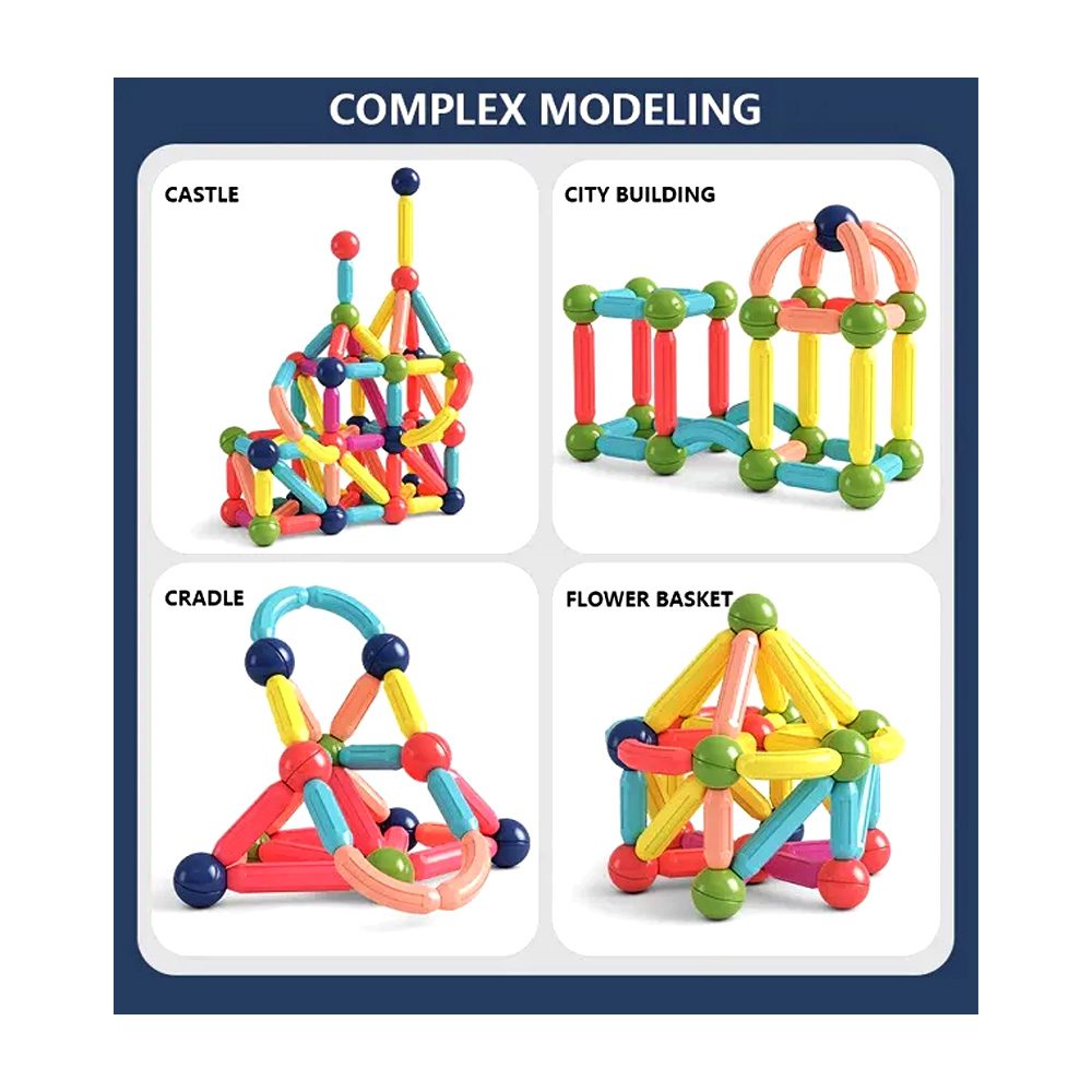 بازی ساختنی مغناطیسی مهره و میله 42 تکه - تصویر 4