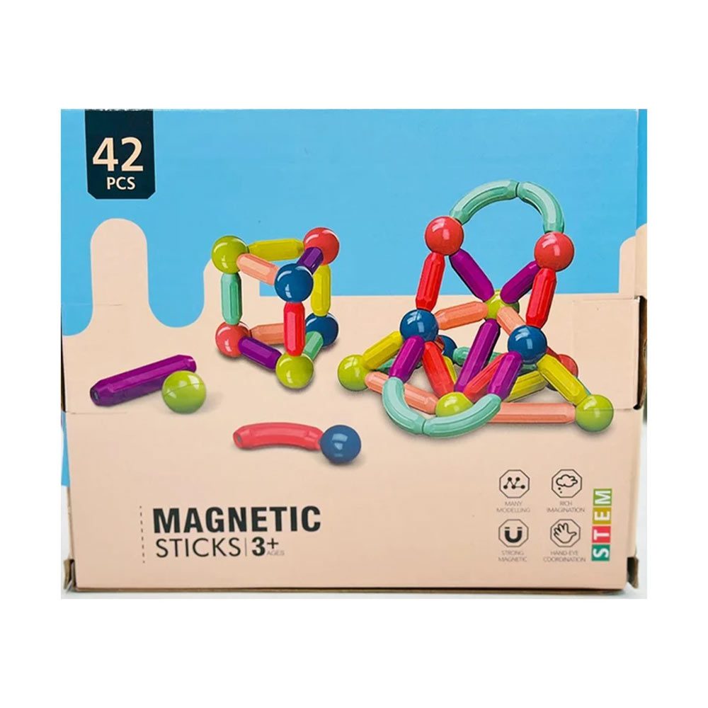 بازی ساختنی مغناطیسی مهره و میله 42 تکه