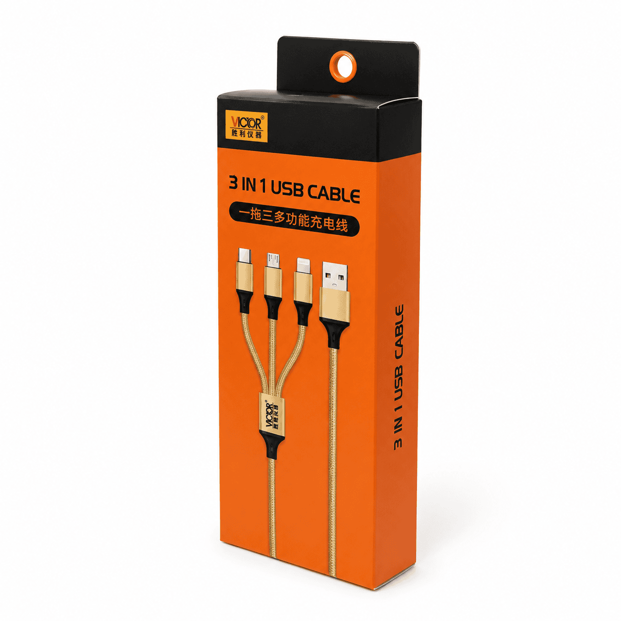 کابل تبدیل ویکتور (VICTOR) سه در یک USB به microUSB و USB-C و لایتنینگ طول 1 متر - تصویر 2