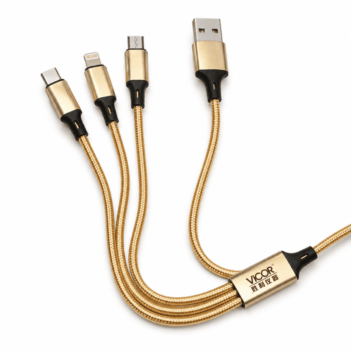 کابل تبدیل ویکتور (VICTOR) سه در یک USB به microUSB و USB-C و لایتنینگ طول 1 متر - تصویر 1