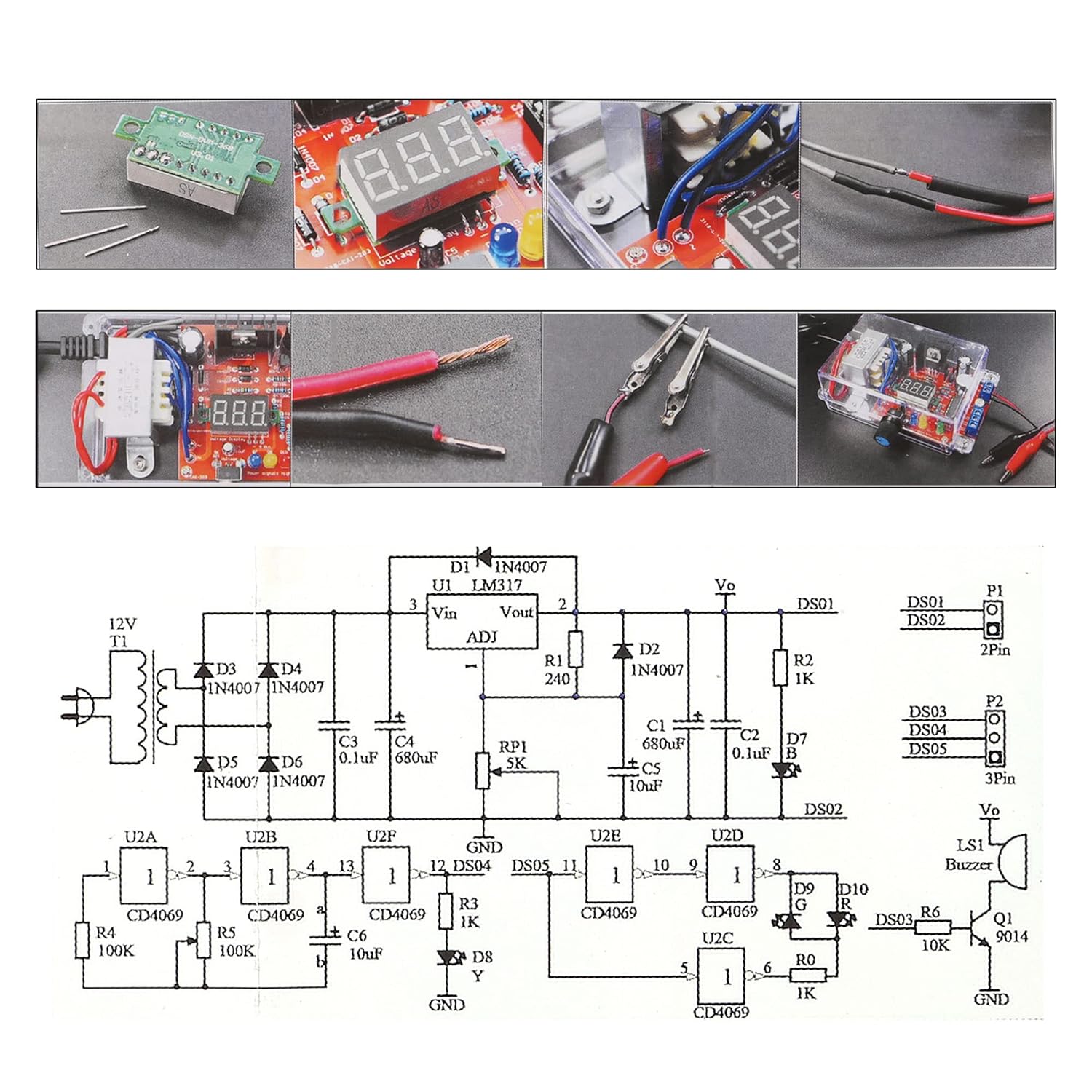 کیت منبع تغذیه قابل تنظیم LM317 با ولتمتر دیجیتال - تصویر 4