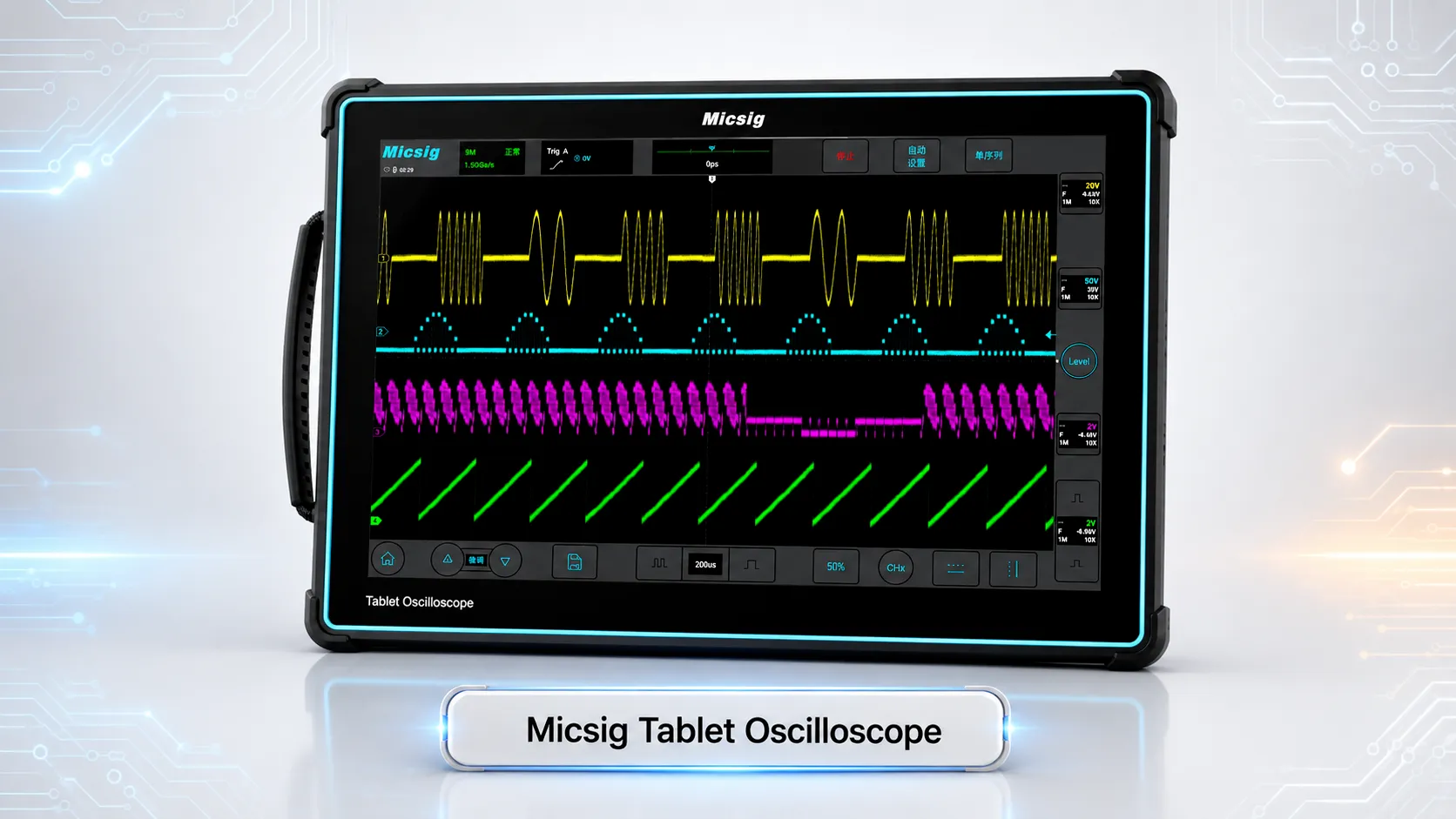 اسیلوسکوپ تبلتی میکسیگ Micsig لمسی و باتری دار مناسب تعمیرات موبایل در ایلکوشاپ