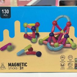 بازی ساختنی مغناطیسی مهره و میله 130 تکه